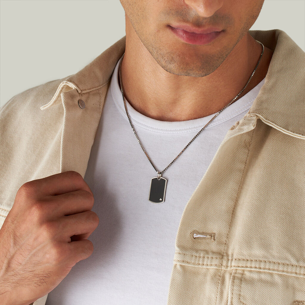 Collana Gentleman Argento Rodiato Cubic Zirconia - Collane Uomo | Stroili