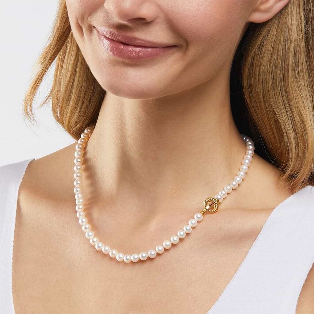 Collana Gabrielle Oro Giallo Perla D'Acqua Dolce - Collane Donna | Stroili