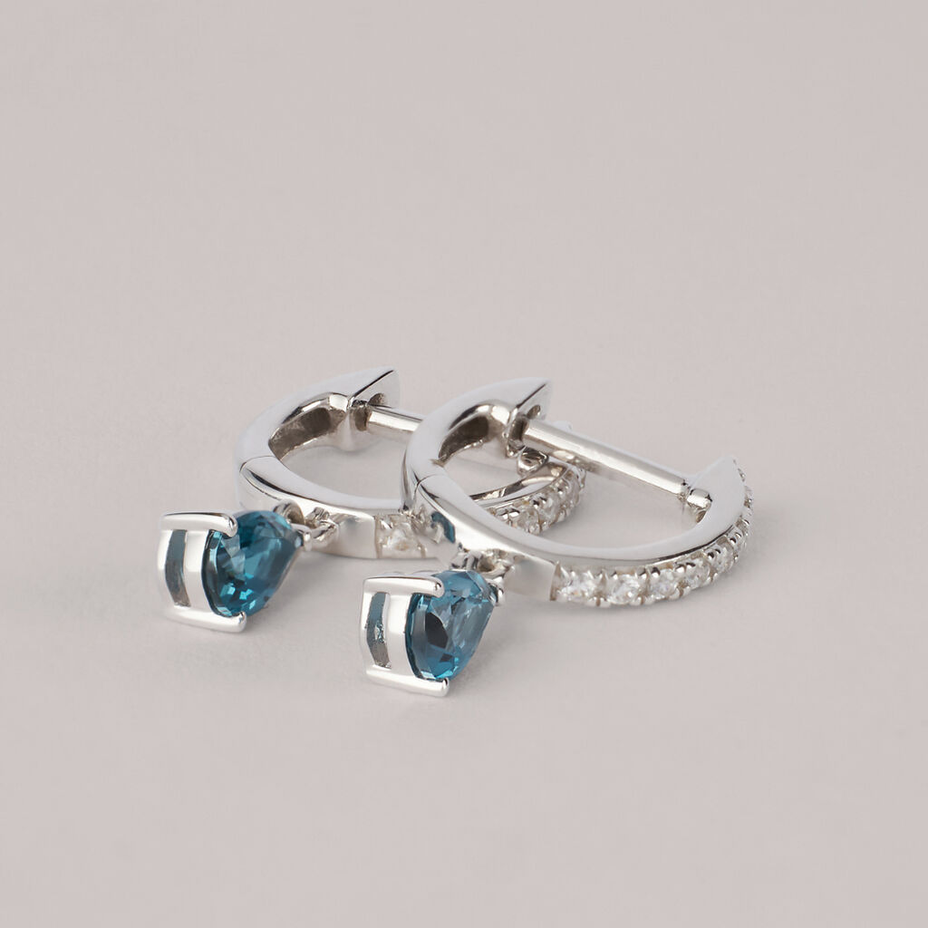 Orecchini A Cerchio Am&eacute;lie Oro Bianco Topazio Cubic Zirconia