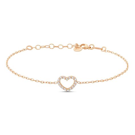 Bracciale in argento rosato con cuore in madreperla e zirconi - Bracciali Amicizia Donna | Stroili