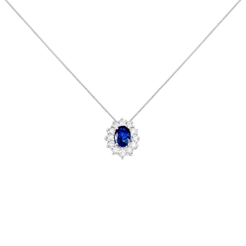 Collana Elizabeth Crown Oro Bianco Zaffiro Diamante - Collane Donna | Stroili