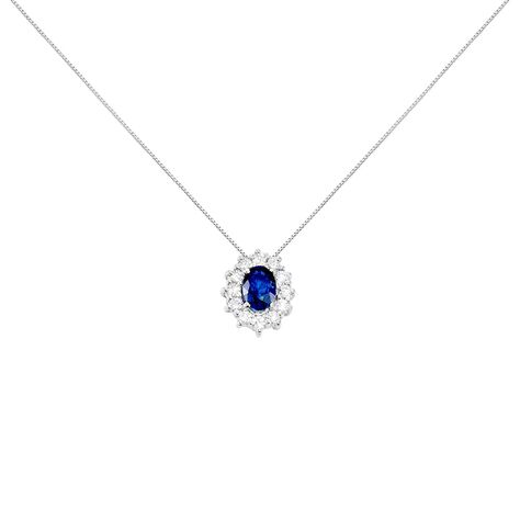 Collana Elizabeth Crown Oro Bianco Zaffiro Diamante - Collane Donna | Stroili