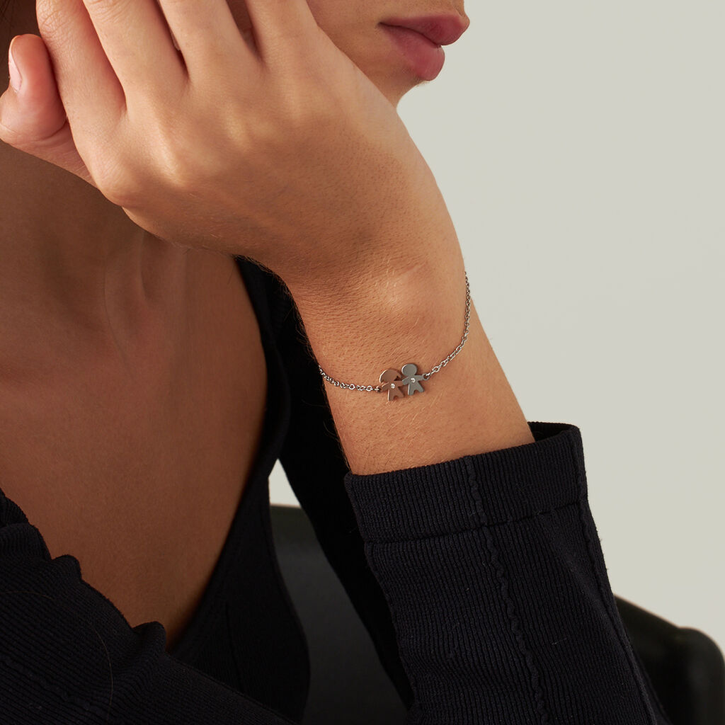 Bracciale Lady Chic Acciaio Bicolore Bianco / Rosa Cristallo - Bracciali Donna | Stroili