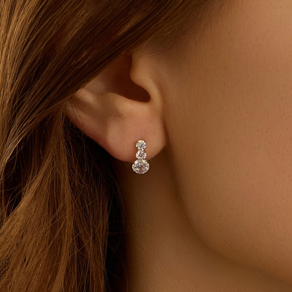Orecchini Lobo Trilogy Bon Ton Oro Bianco Cubic Zirconia - Gioielli Donna | Stroili