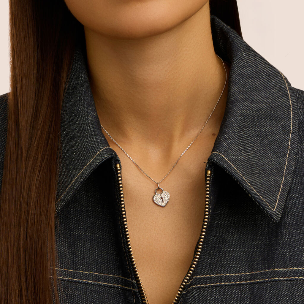 Pendente Love Beats Argento Rodiato Cubic Zirconia