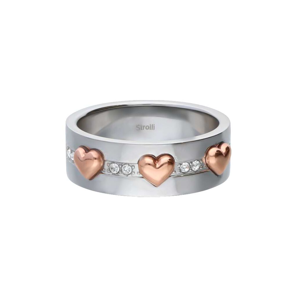 Anello Fascia Endless Acciaio Cuore e Cristalli - Anelli Donna | Stroili