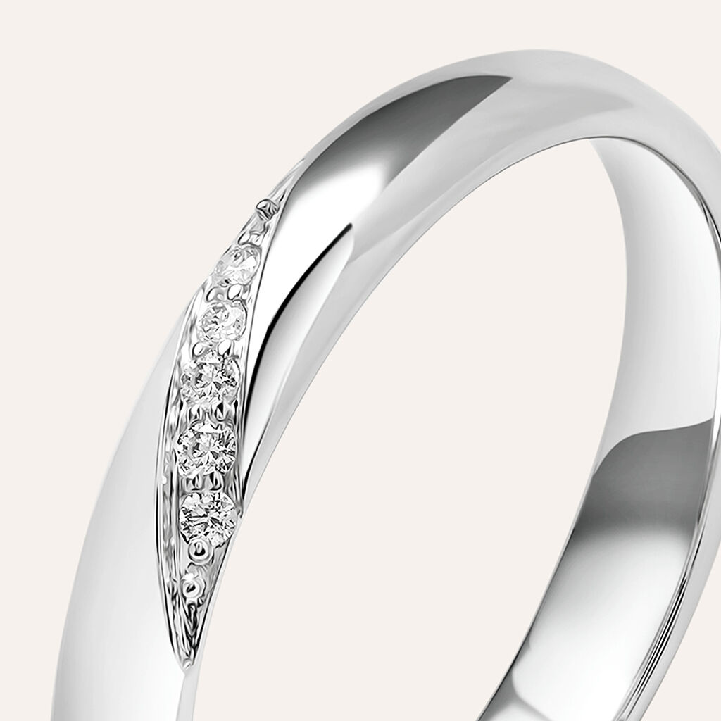 Fede Comoda 3 mm Oro Bianco Diamante - Anelli con Incisione Donna | Stroili