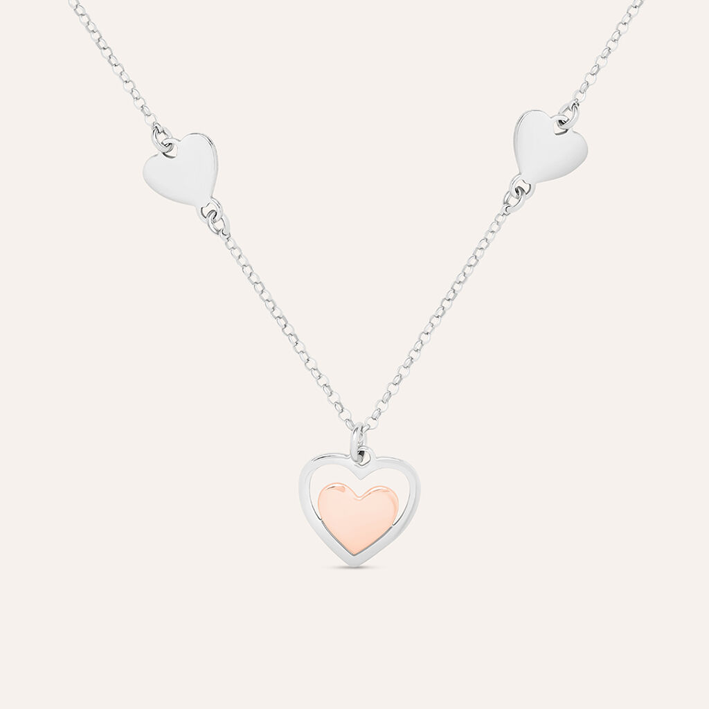 Collana Silver Collection Argento Bicolore Bianco / Rosa
