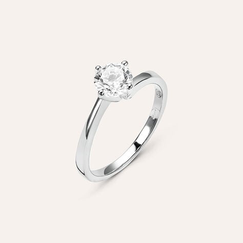 Anello Solitario Valentino Silver Elegance Argento Rodiato Cubic Zirconia - Anelli con Pietre Donna | Stroili