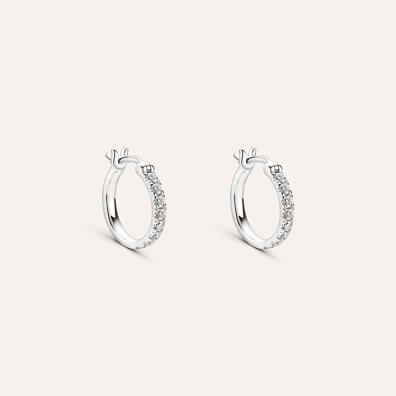 Orecchini A Cerchio Diamade Oro Bianco Diamante - Orecchini a Cerchio Donna | Stroili