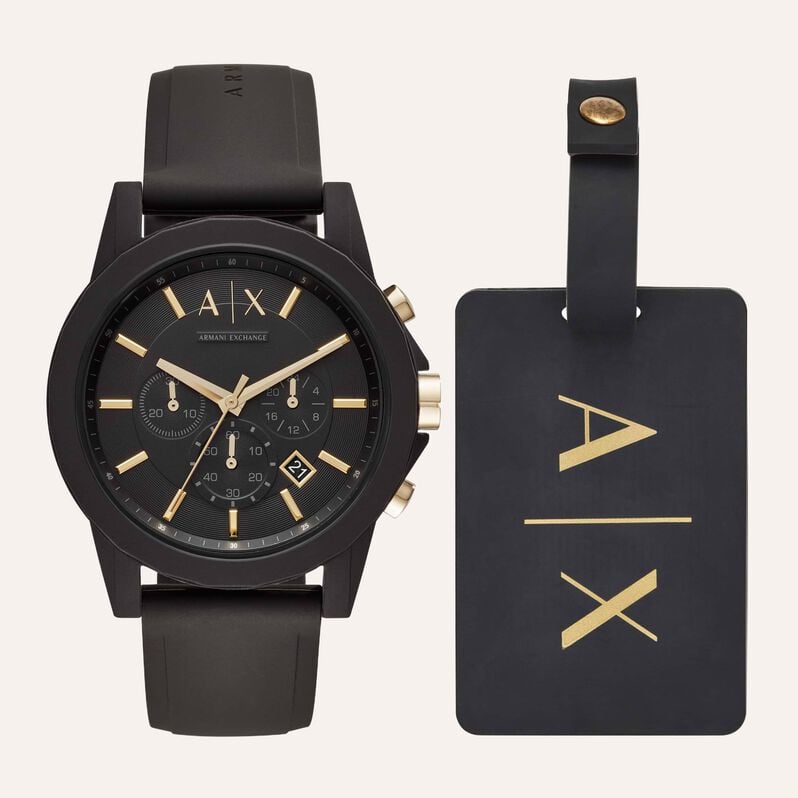 Set Orologio Al Quarzo Armani Exchange Ax7105 e Targhetta per Valigia - Orologi con Datario Uomo | Stroili
