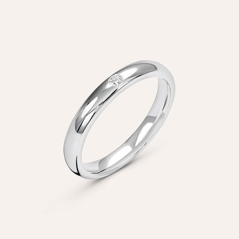 Fede Comoda 3 mm Oro Bianco Diamante - Anelli con Incisione Unisex | Stroili