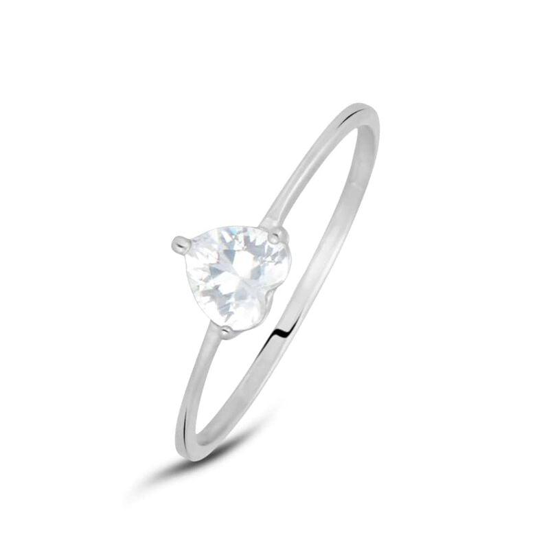 Anello Solitario In Oro Bianco Con Zircone Cuore - Anelli con Pietre Donna | Stroili