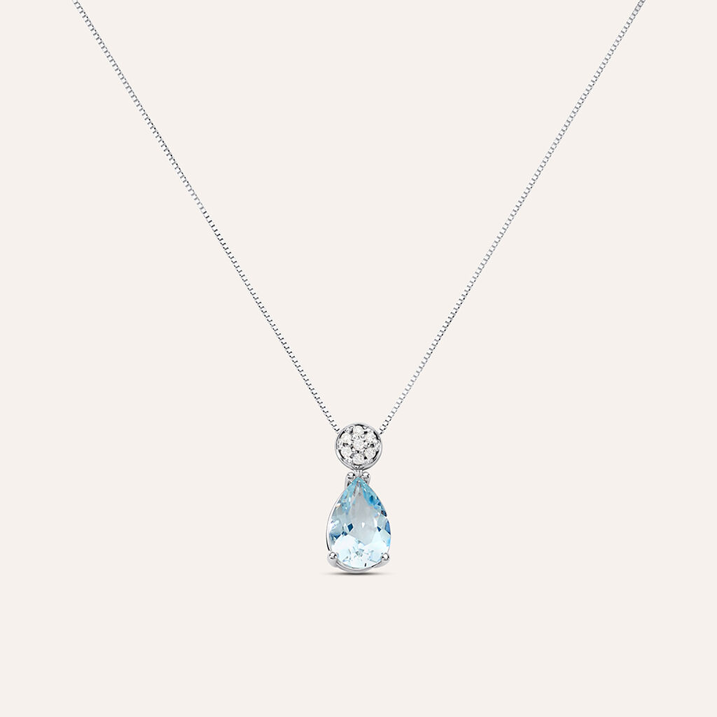 Collana Acquamarina Oro Bianco Acquamarina Diamante