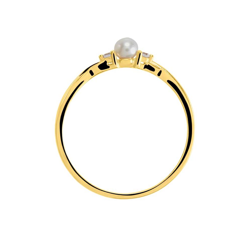 Anello Solitario Gabrielle Oro Giallo Perla D'Acqua Dolce Cubic Zirconia - Anelli con Pietre Donna | Stroili