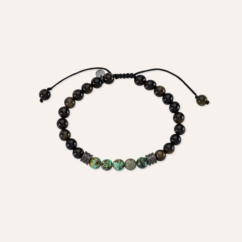 Bracciale Man Code Ottone Nero Turchese Ossidiana - Bracciali Uomo | Stroili