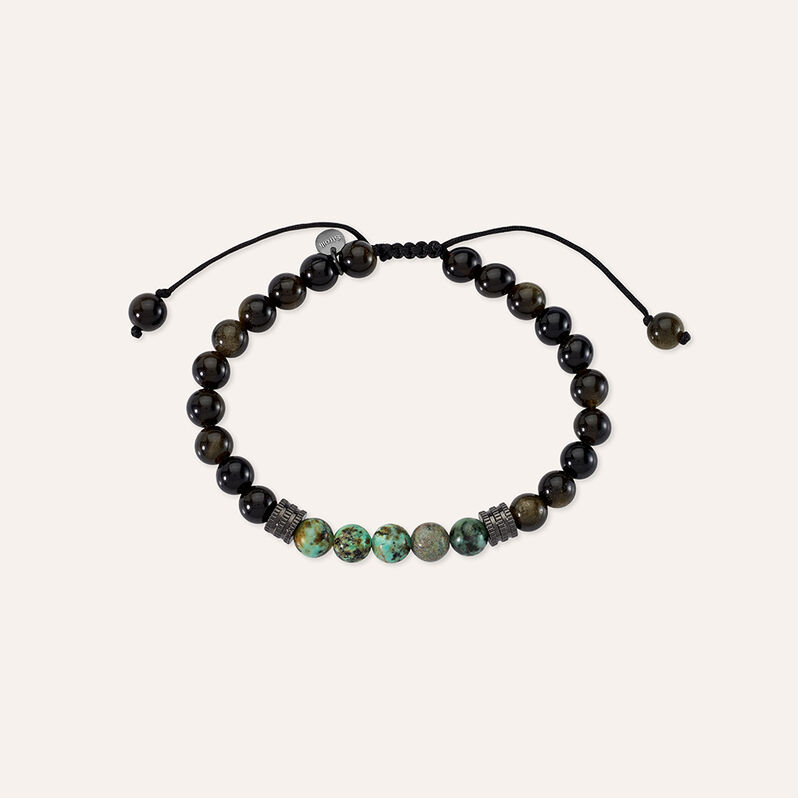 Bracciale Man Code Ottone Nero Turchese Ossidiana - Bracciali Uomo | Stroili