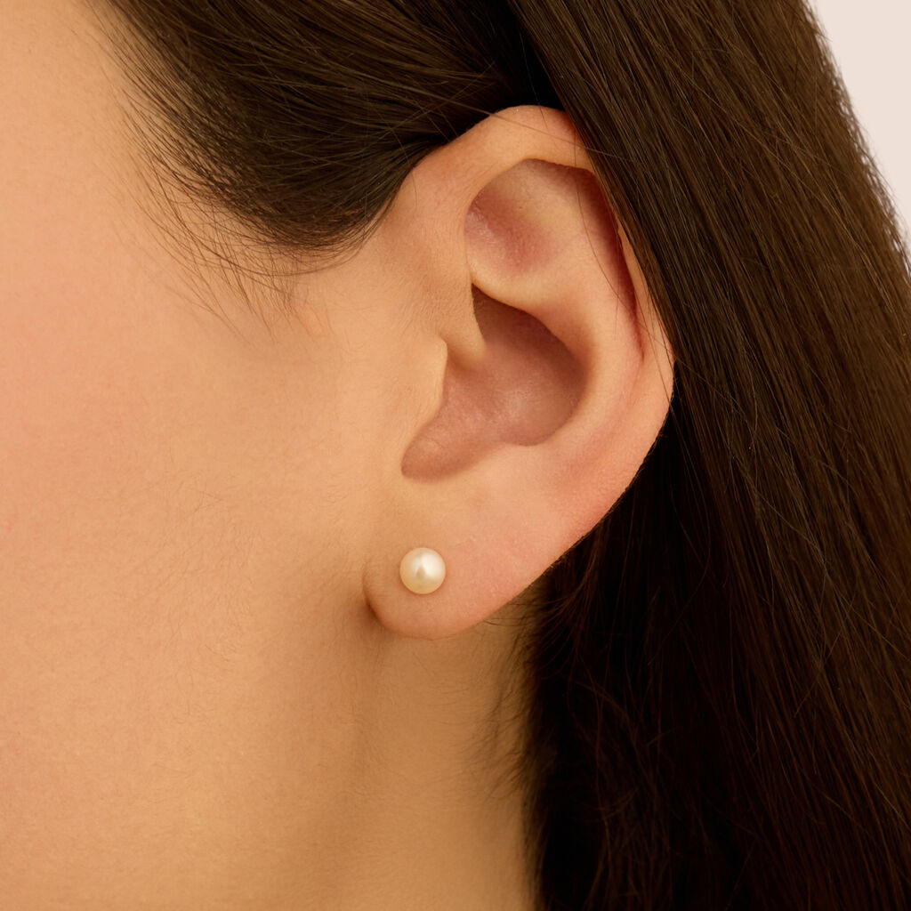 Orecchini Lobo Gabrielle Oro Giallo Perla D'Acqua Dolce