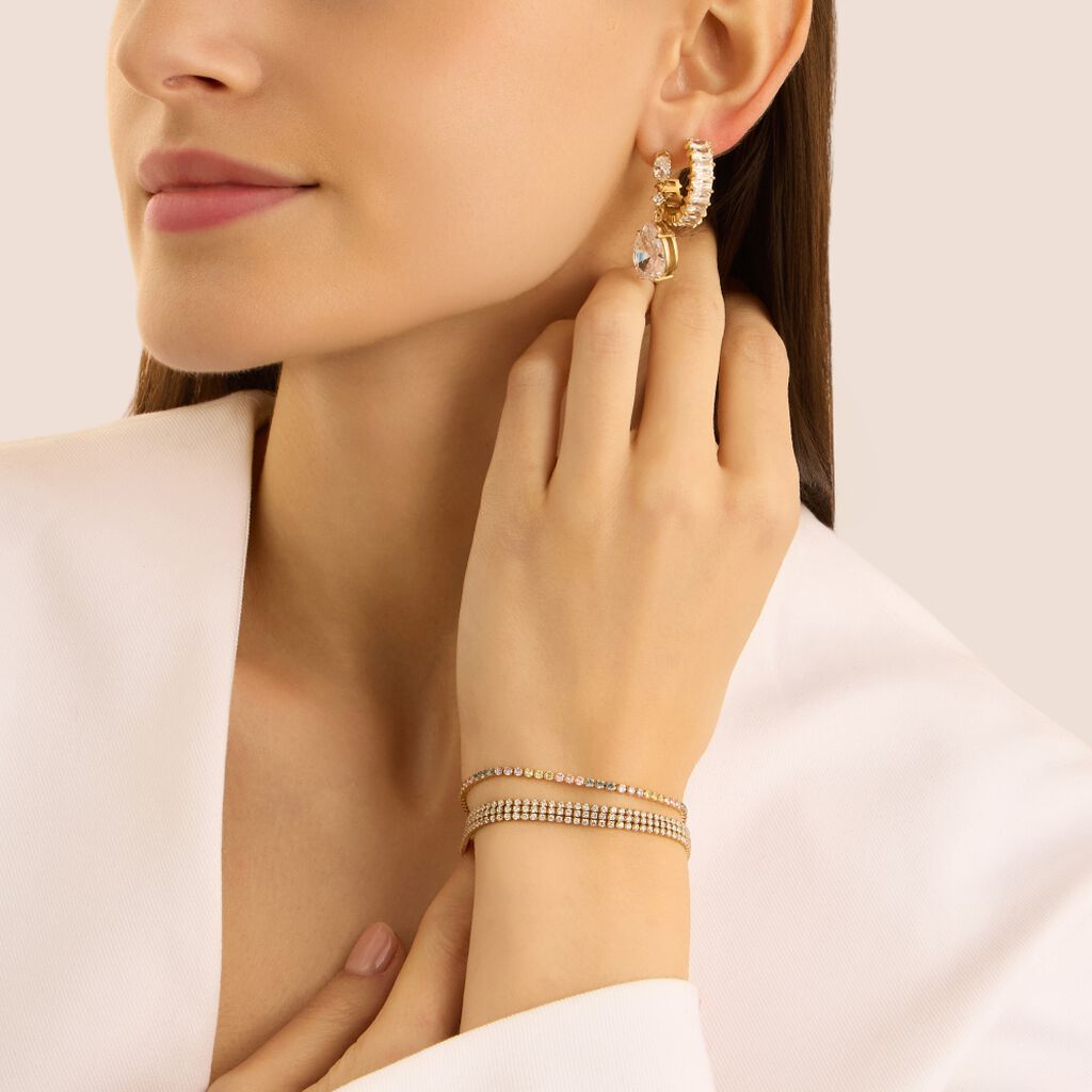 Bracciale Tennis Aura Acciaio Dorato Cubic Zirconia