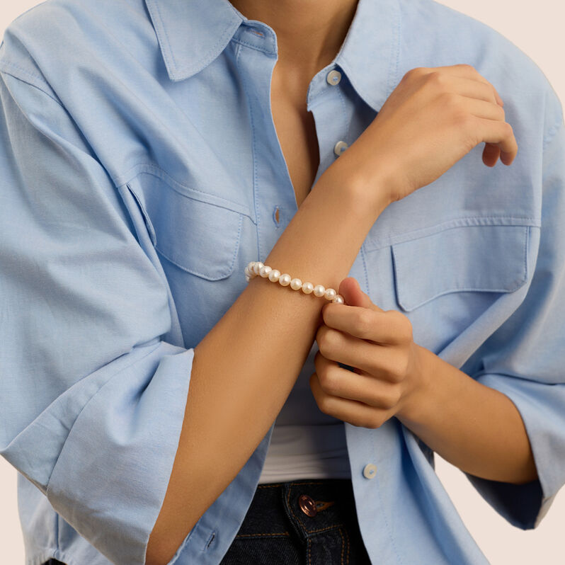 Bracciale Gabrielle Oro Bianco Perla D'Acqua Dolce - Bracciali Donna | Stroili