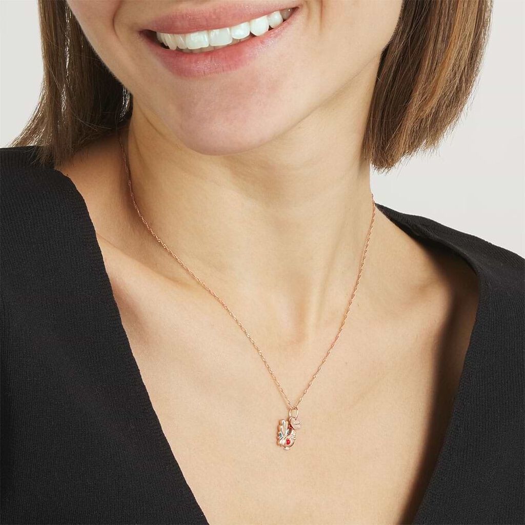 Charm in argento rosato e smalto galletto - Charms Donna | Stroili