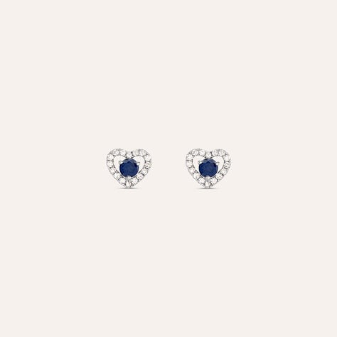 Orecchini Lobo Charlotte Oro Bianco Zaffiro Diamante - Orecchini a Lobo Donna | Stroili