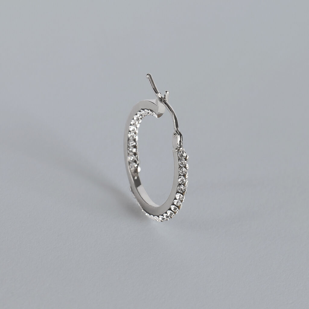 Orecchini A Cerchio Toujours Oro Bianco Cristallo - Orecchini a Cerchio Donna | Stroili