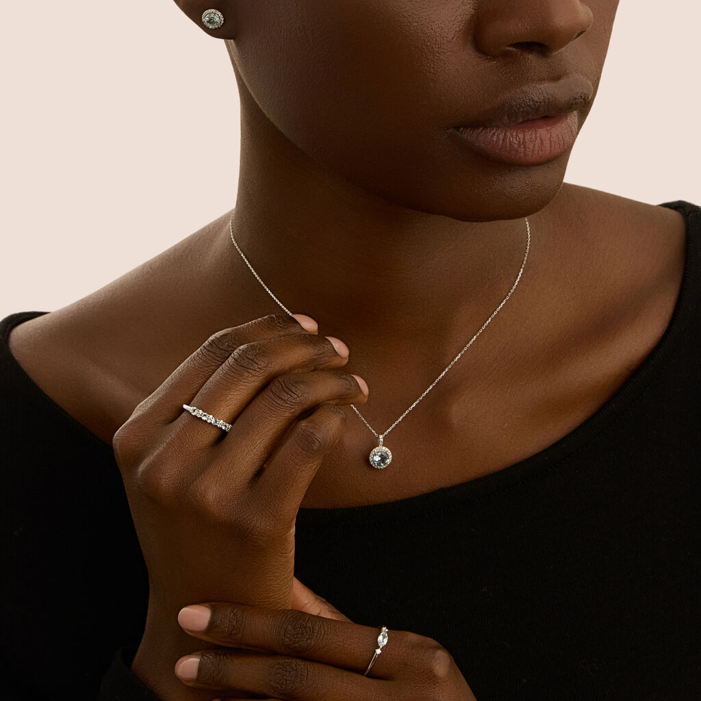 Orecchini Lobo Punto Luce Amélie Oro Bianco Topazio Cubic Zirconia