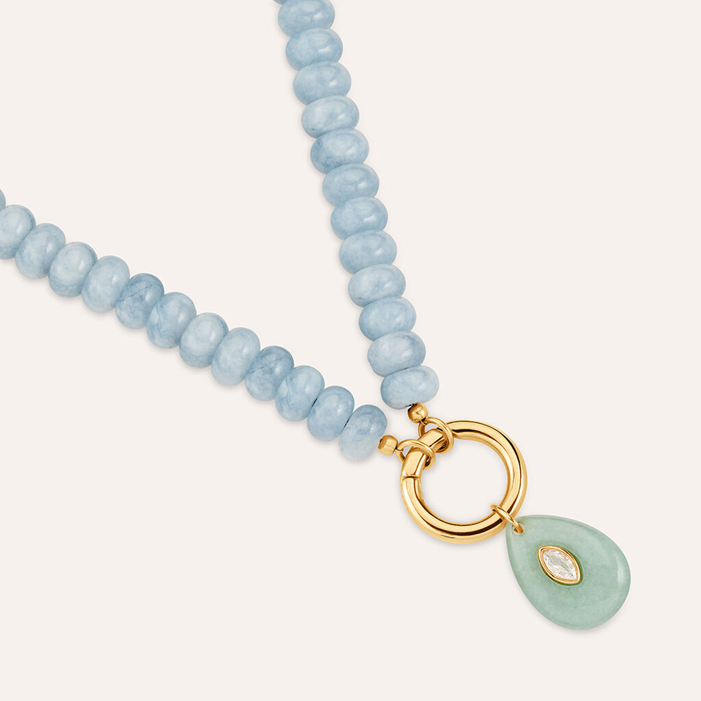 Pendente Radiance Acciaio Dorato Avventurina Cubic Zirconia