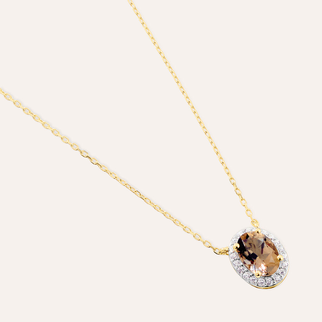 Collana Am&eacute;lie Oro Giallo Quarzo Cubic Zirconia