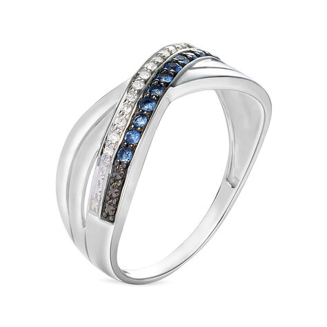 Anello Fascia Charlotte Oro Bianco Zaffiro Diamante Diamante - Anelli a Fascia Larga Donna | Stroili