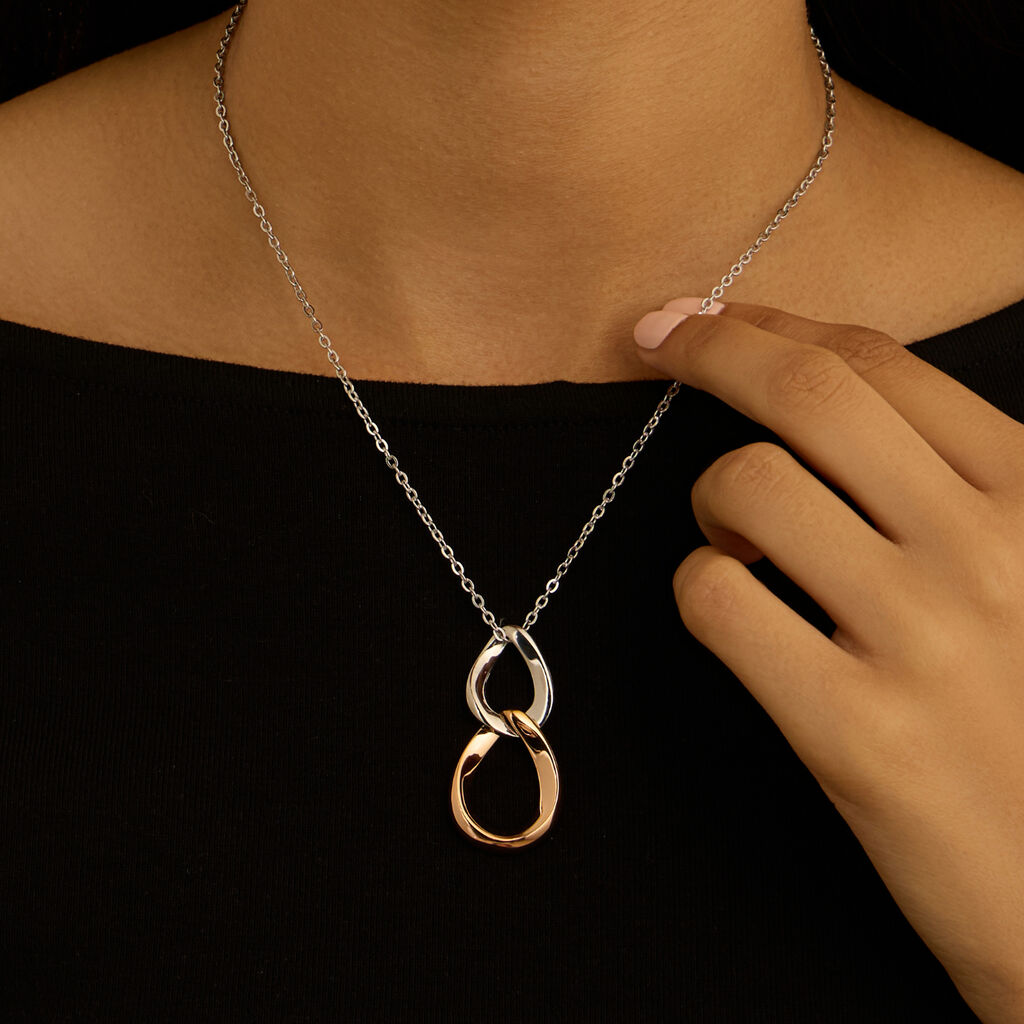 Collana Sunrise Acciaio Bicolore Bianco / Rosa