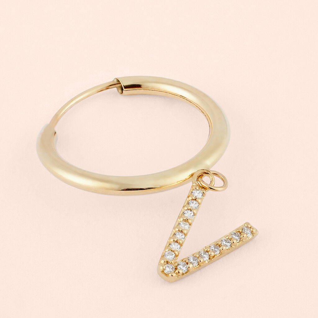 Mono Orecchino A Cerchio Toujours Oro Giallo Cubic Zirconia