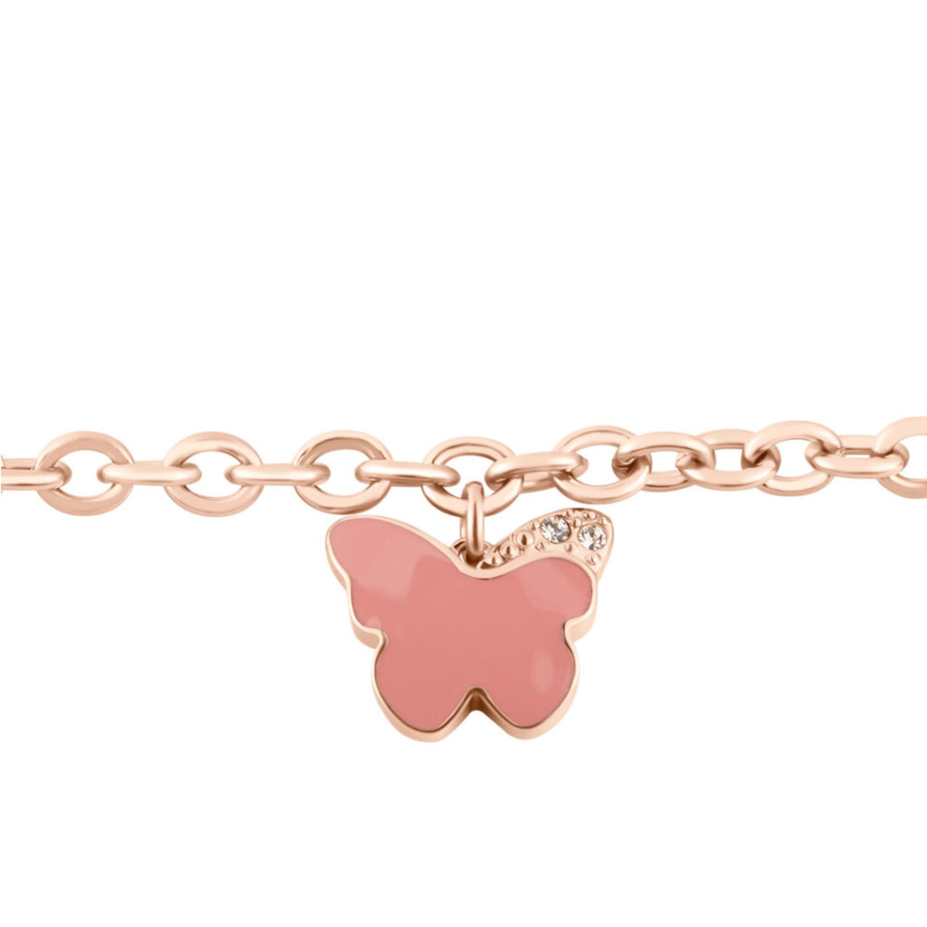 Bracciale Lady Sweet Acciaio Rosato Farfalla e Cristalli - Bracciali Donna | Stroili