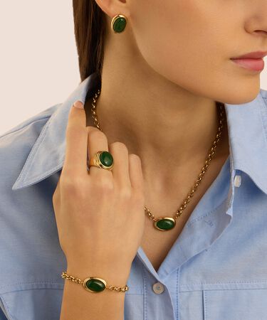 Bracciale Catena Radiance Acciaio Dorato Avventurina
