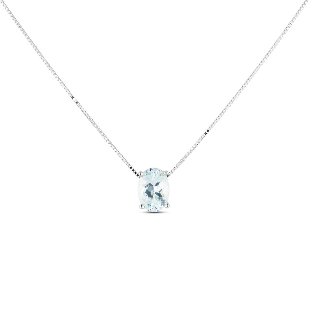 Collana Punto Luce Acquamarina Oro Bianco Acquamarina