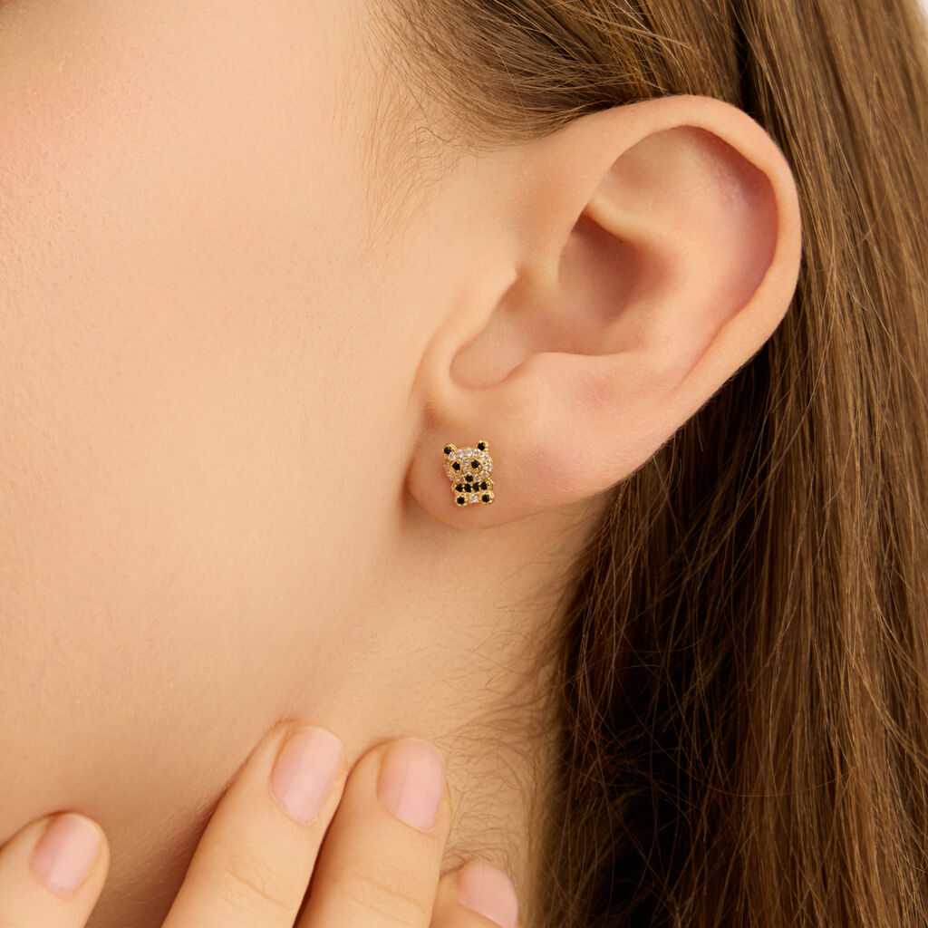 Orecchini Lobo Bon Ton Oro Giallo Cubic Zirconia