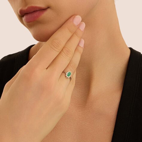 Anello Solitario Kate Charlotte Oro Bianco Smeraldo Diamante - Anelli con Pietre Donna | Stroili