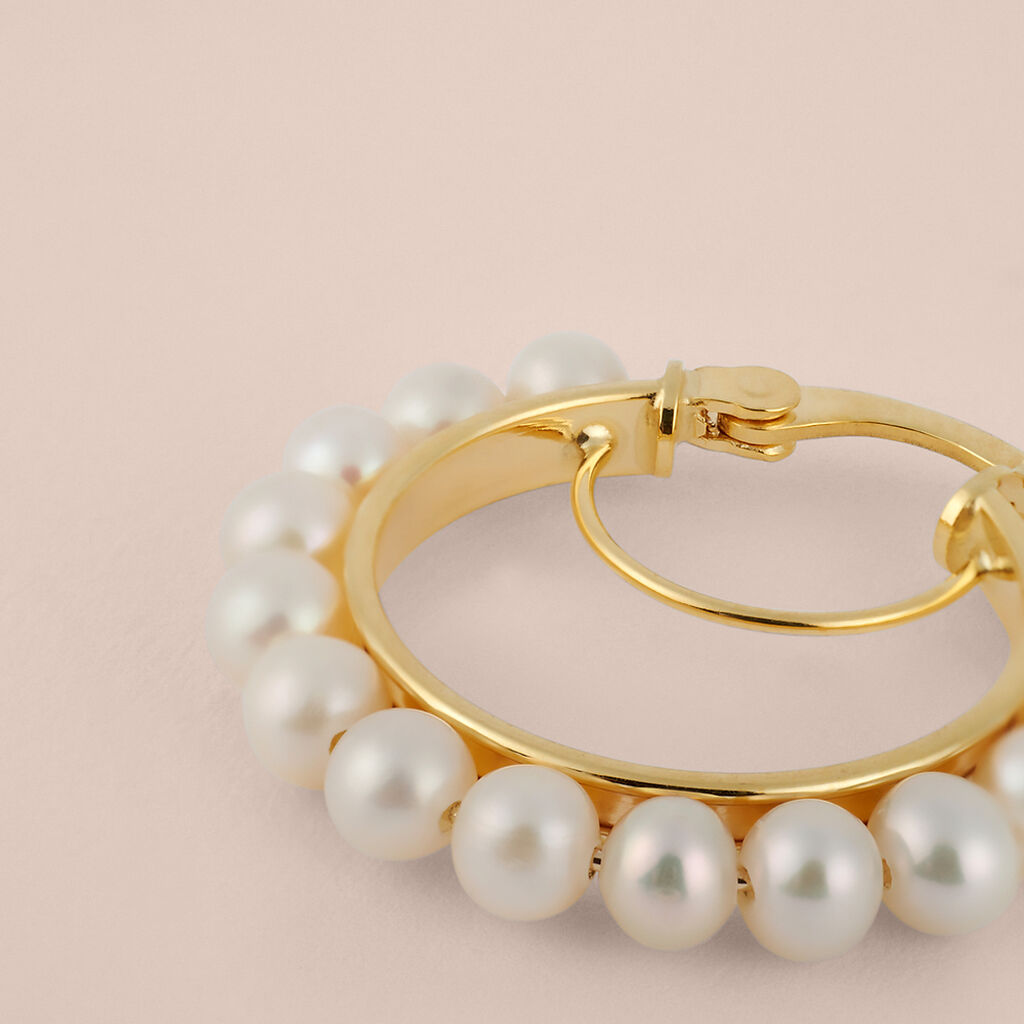 Orecchini A Cerchio Gabrielle Oro Giallo Perla D'Acqua Dolce