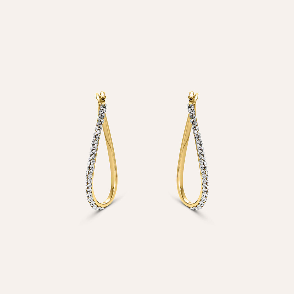 Orecchini A Cerchio Toujours Oro Giallo Cristallo