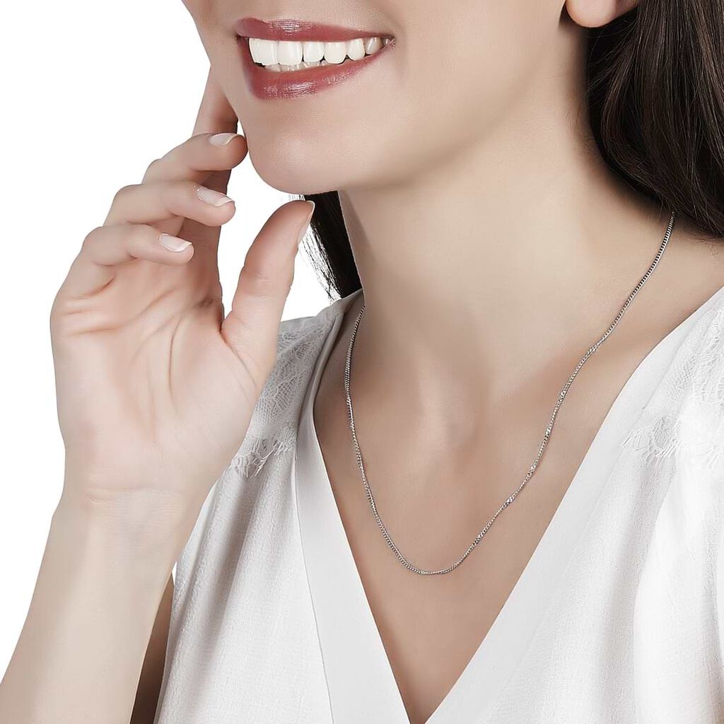 Ciondolo Croce in oro bianco e zirconi - Ciondoli Donna | Stroili