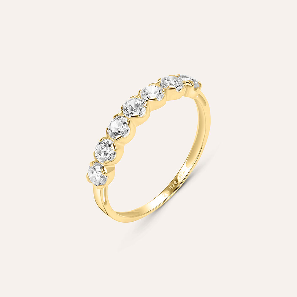 Anello Donna Placcato Oro Con Zirconia - Pietra Ovale Color Oro, Gioiello Fashion Per Occasioni Speciali