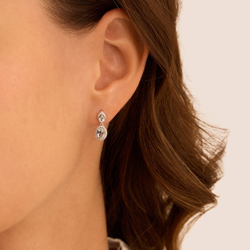 Orecchini Lobo Acquamarina Oro Bianco Acquamarina Diamante - Orecchini a Lobo Donna | Stroili