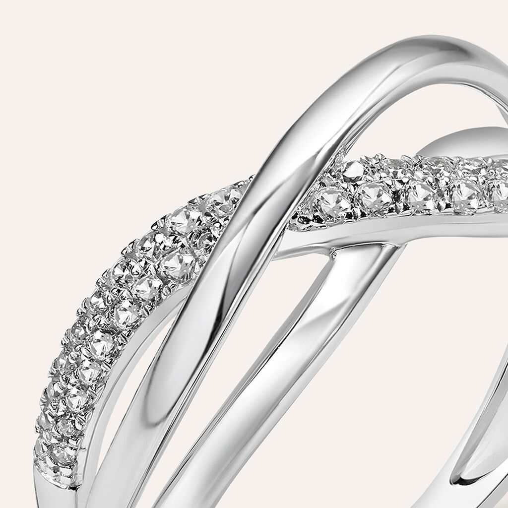 Anello Fascia Claire Oro Bianco Cubic Zirconia - Anelli a Fascia Larga Donna | Stroili