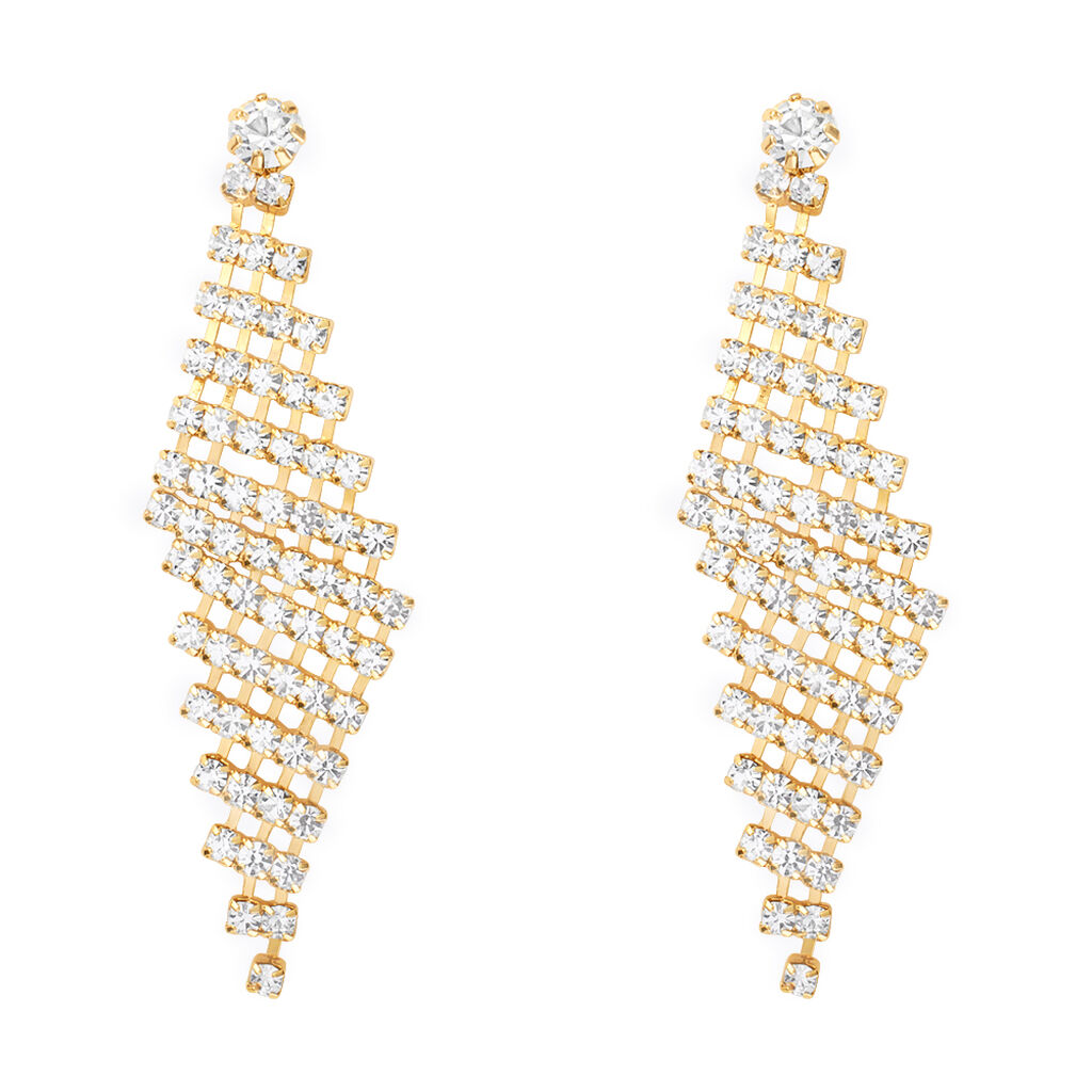 Orecchini Pendenti Romantic Shine Metallo Dorato Cristallo