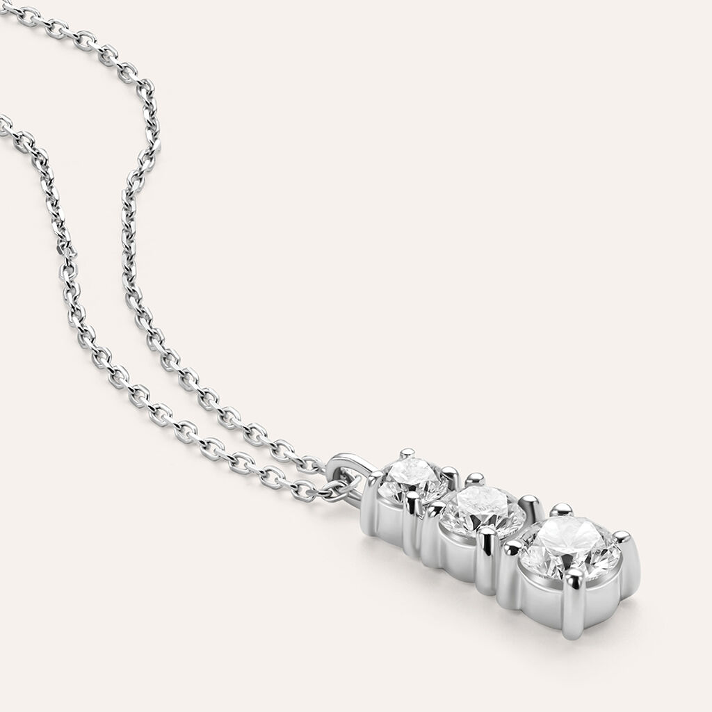 Collana Trilogy Diamade Oro Bianco Diamante Lab-Grown