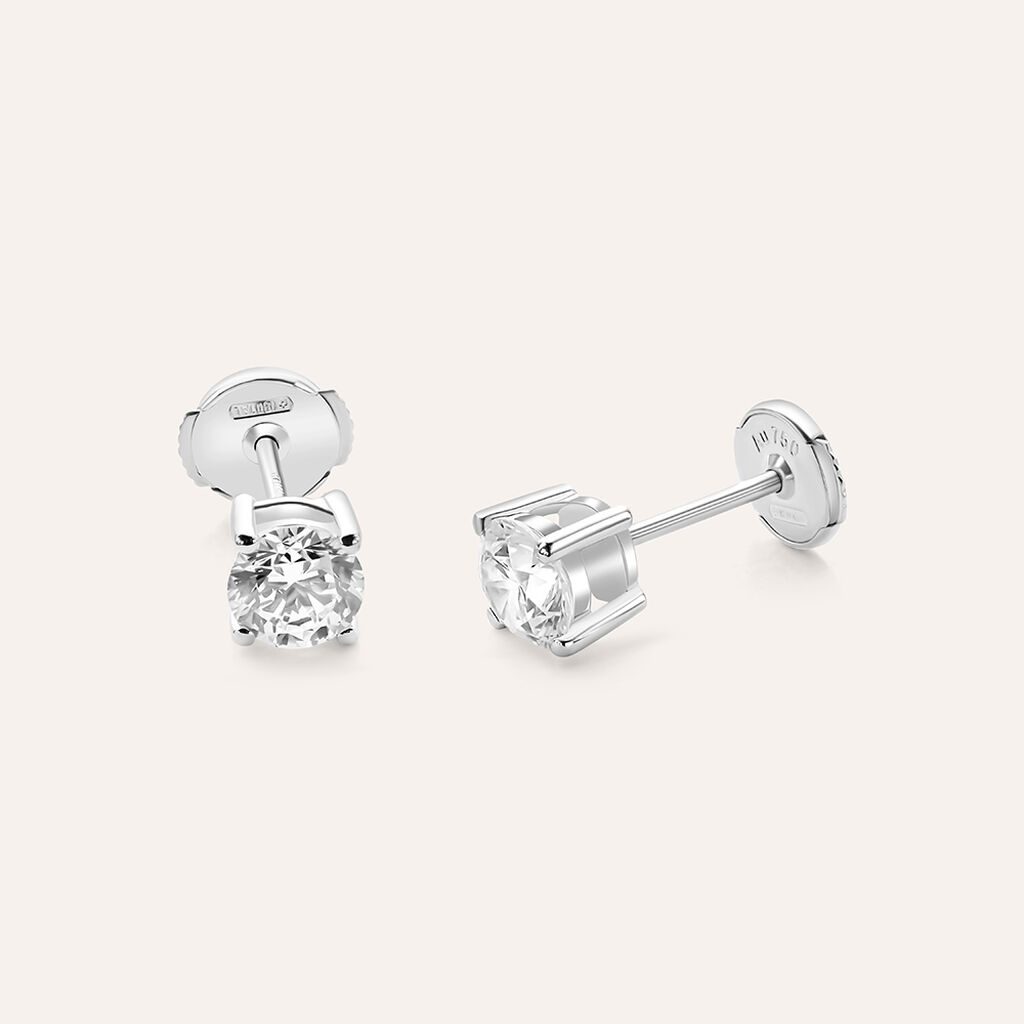 Orecchini Lobo Punto Luce Diamade Oro Bianco Diamante Lab-Grown