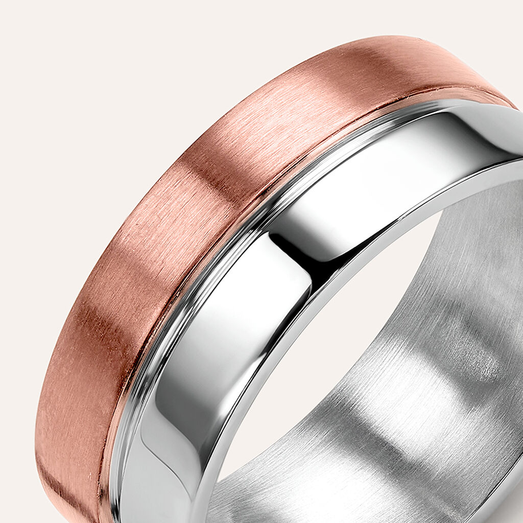 Anello Fascia Man Code Acciaio Bicolore