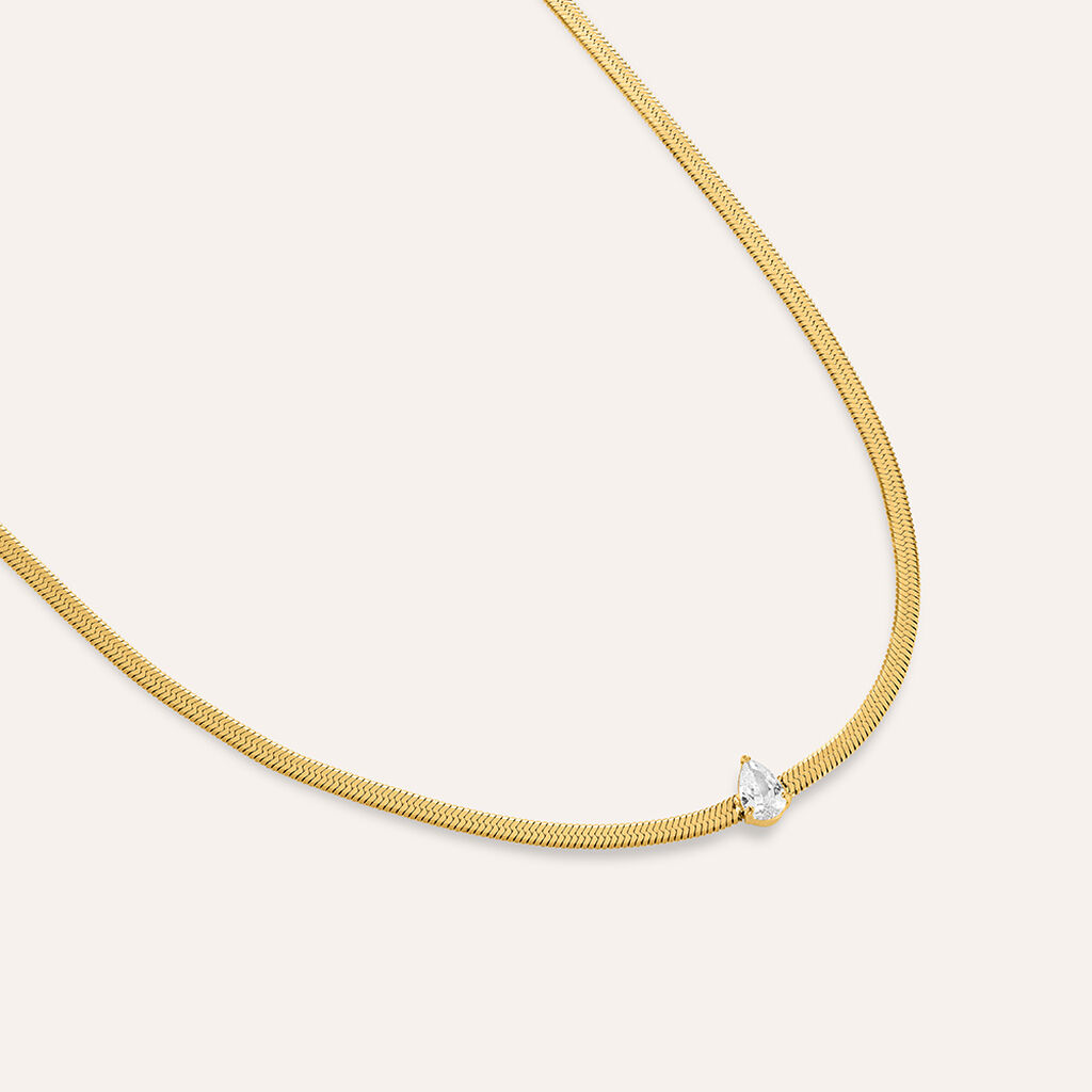 Collana Radiance Acciaio Dorato Cristallo