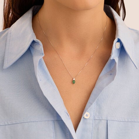 Collana Punto Luce Elizabeth Crown Oro Bianco Smeraldo Diamante - Collane Punto Luce Donna | Stroili